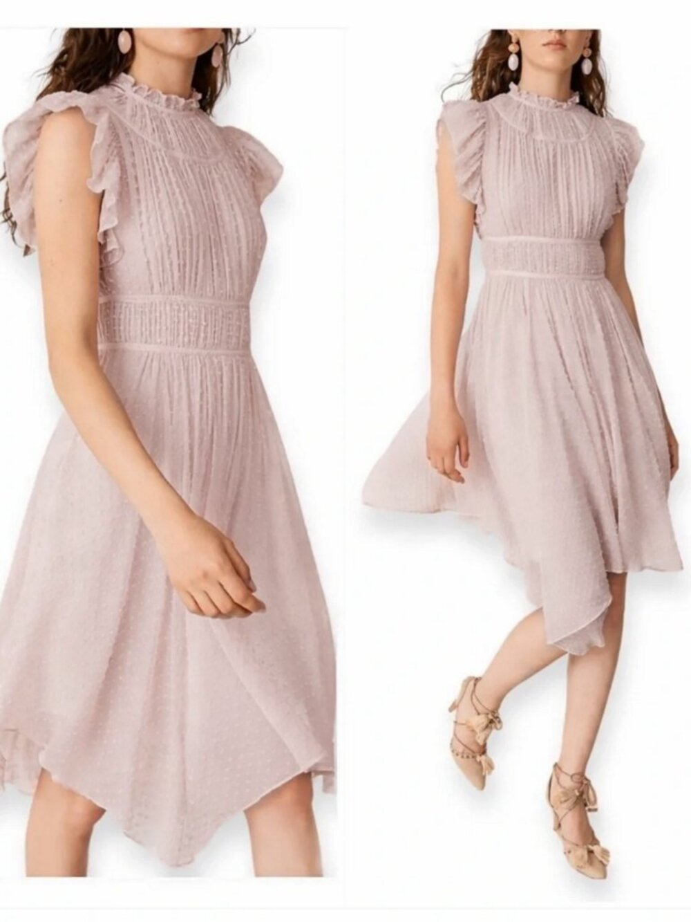 Ulla Johnson Jules Silk Swiss Dot Handkerchief Hem Dress (SEE NOTES!)